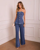Elaris Stretch Mid Rise Wide Leg Jeans