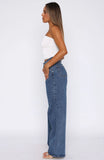 Bring The Style High Rise Wide Leg Jeans Admiral Blue
