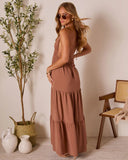 Seaflower Tiered Halter Neck Maxi Dress
