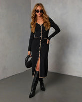Maderia Contrast Trim Midi Sweater Dress