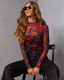 Liessa Mesh Mock Neck Top