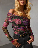 Ashara Printed Off The Shoulder Top