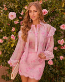 Romanza Floral Neck Tie Blouse