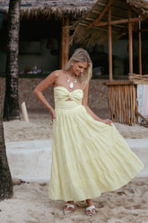 Sitara Strapless Midi Dress Yellow
