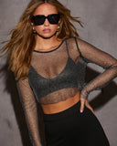 Straight To You Sheer Embellished Mesh Top