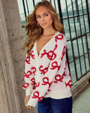 Winter Willow Bow Print Cardigan