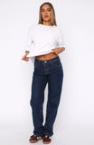 Zara Mid Rise Straight Leg Jeans Dark Blue
