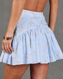 Springtime Sketch Floral Eyelet Pleated Mini Skirt