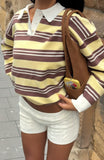 Soft Rewind Knit Sweater Honeycomb Choc Stripe