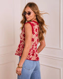 Omika Printed Peplum Knit Sweater