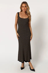 Henry Striped Midi Dress Black Beige