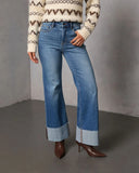 Jessina Cuffed Super Stretch Flare Jeans