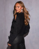 Cold Flame Metallic Knit Open Sleeve Cardigan
