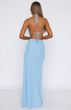 Dance With Me Maxi Halter Dress Powder Blue