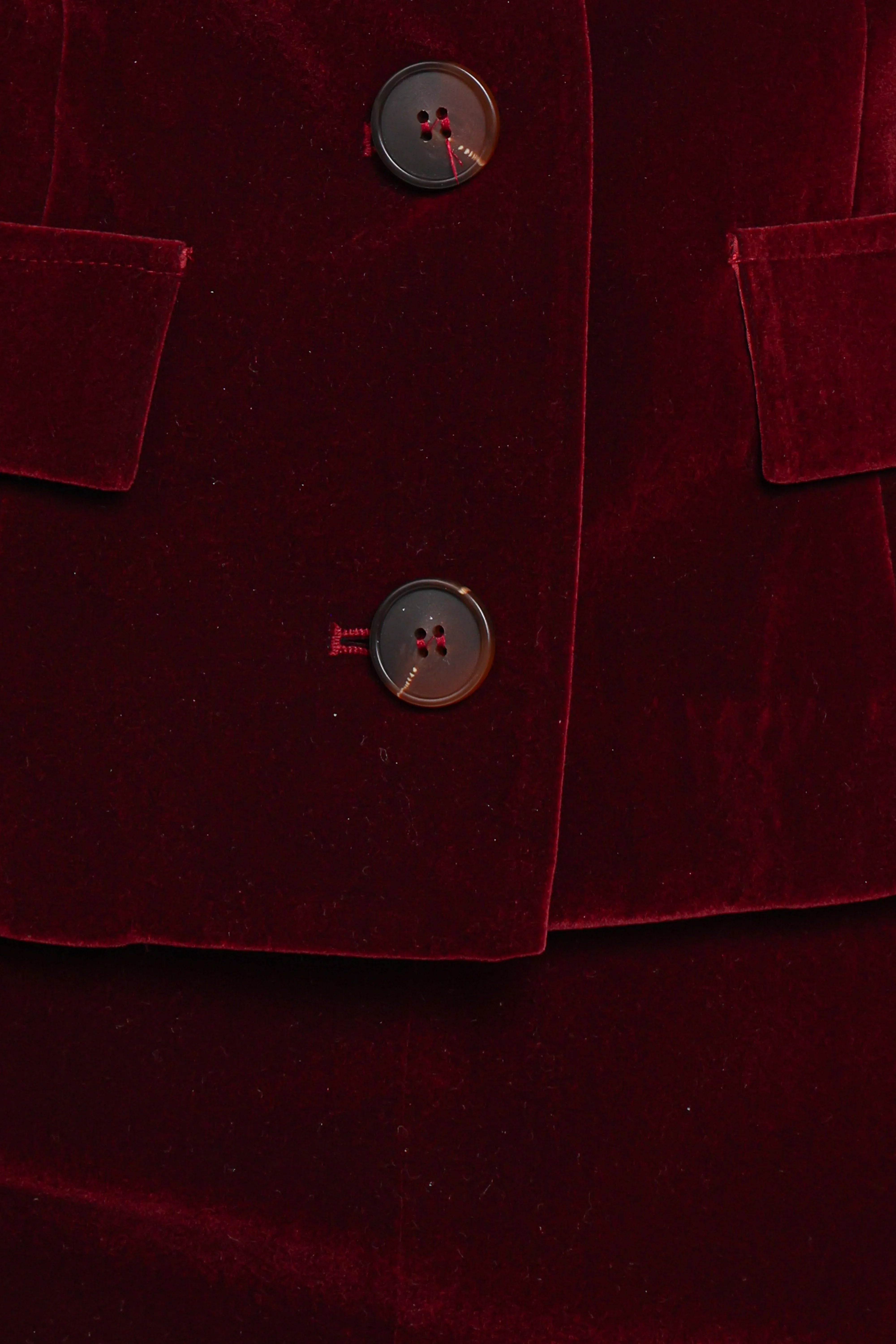 Lainey Velvet Cropped Jacket Burgundy