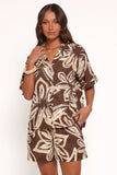 Pacifica Button Up Shirt Chocolate Floral