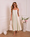 Dewy Meadow Striped Godet Maxi Dress