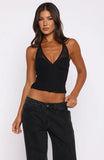 From The Skies Halter Top Black