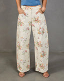 Sunlit Petals Rigid Mid Rise Wide Leg Floral Jeans