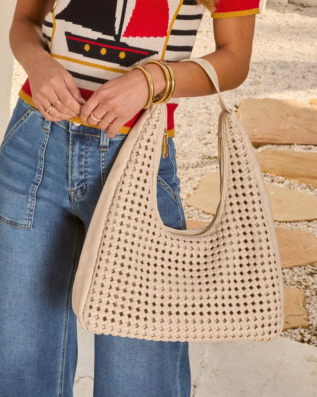 Zarae Woven Vegan Leather Tote Bag