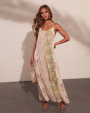 Daytime Glow Floral Color Block Maxi Dress