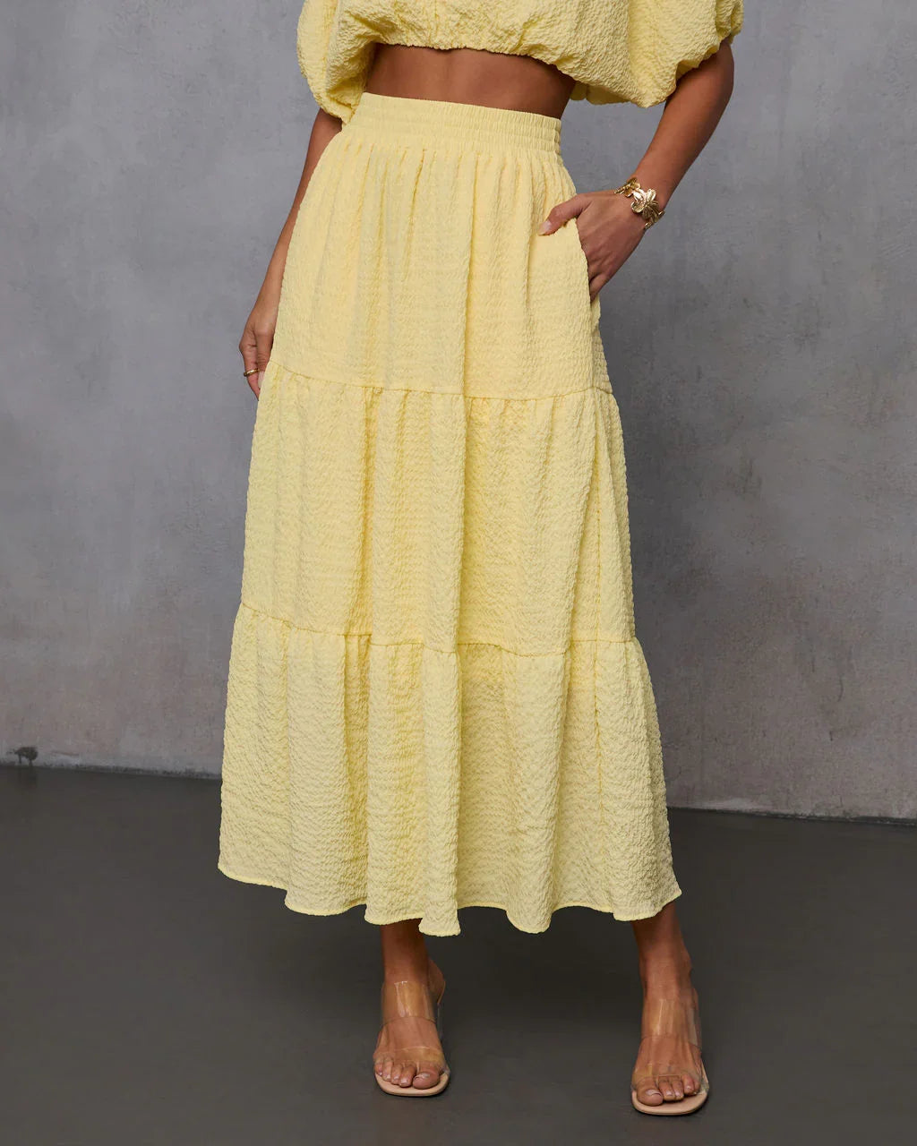 Liena Tiered Gauze Midi Skirt