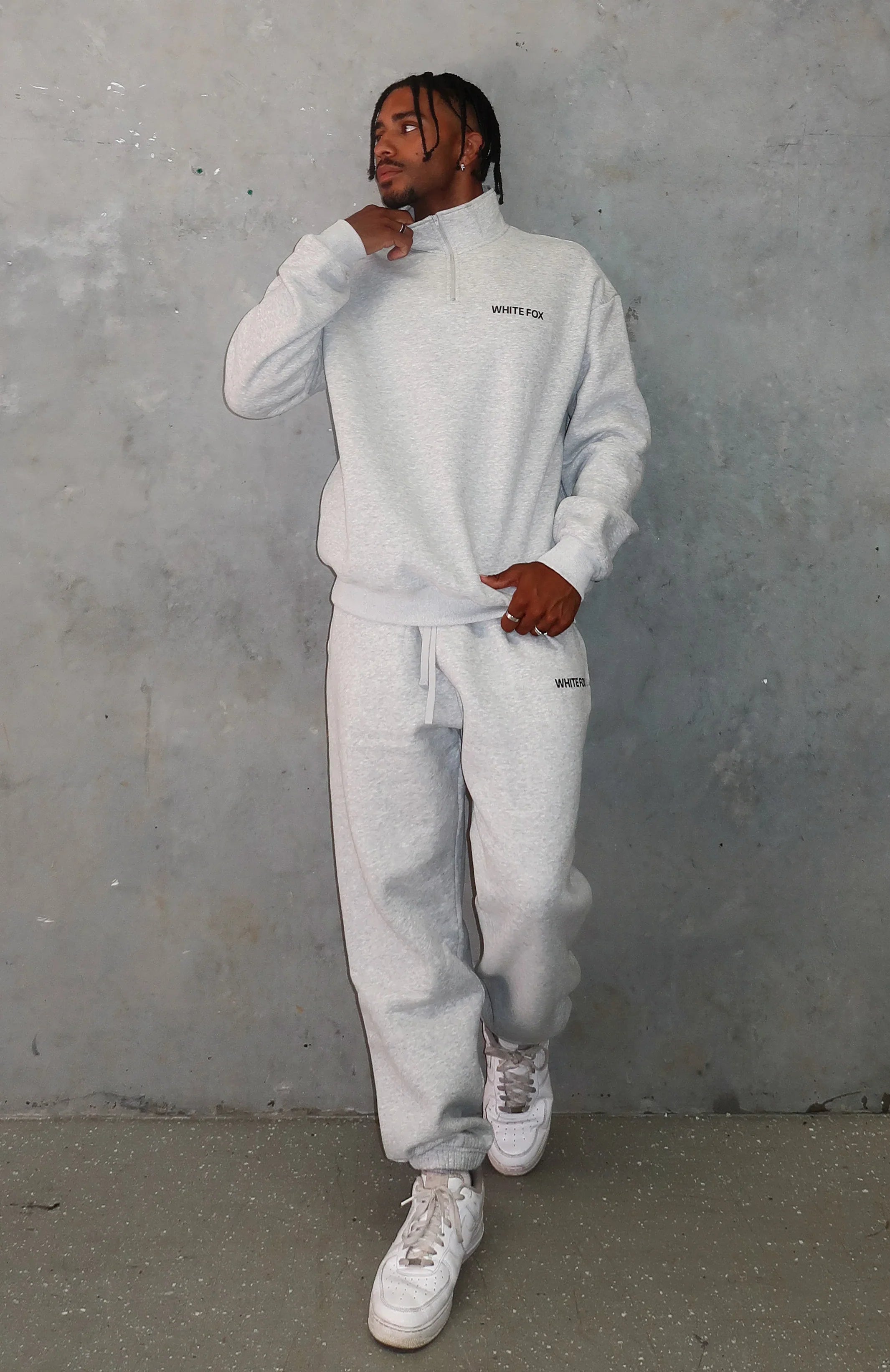 Core Classic Zip Front Sweater Dark Grey Marle