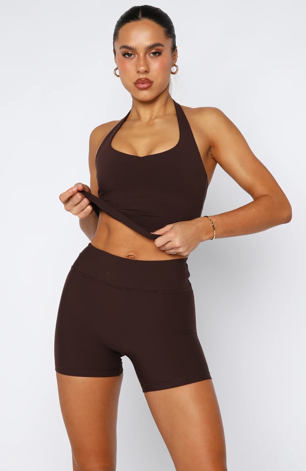 Keep Up High Waisted Shorts 4 Dark Chocolate