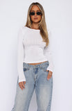 Choose To Stay Long Sleeve Top White