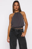 Last Time For Real Halter Top Charcoal