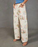 Sunlit Petals Rigid Mid Rise Wide Leg Floral Jeans