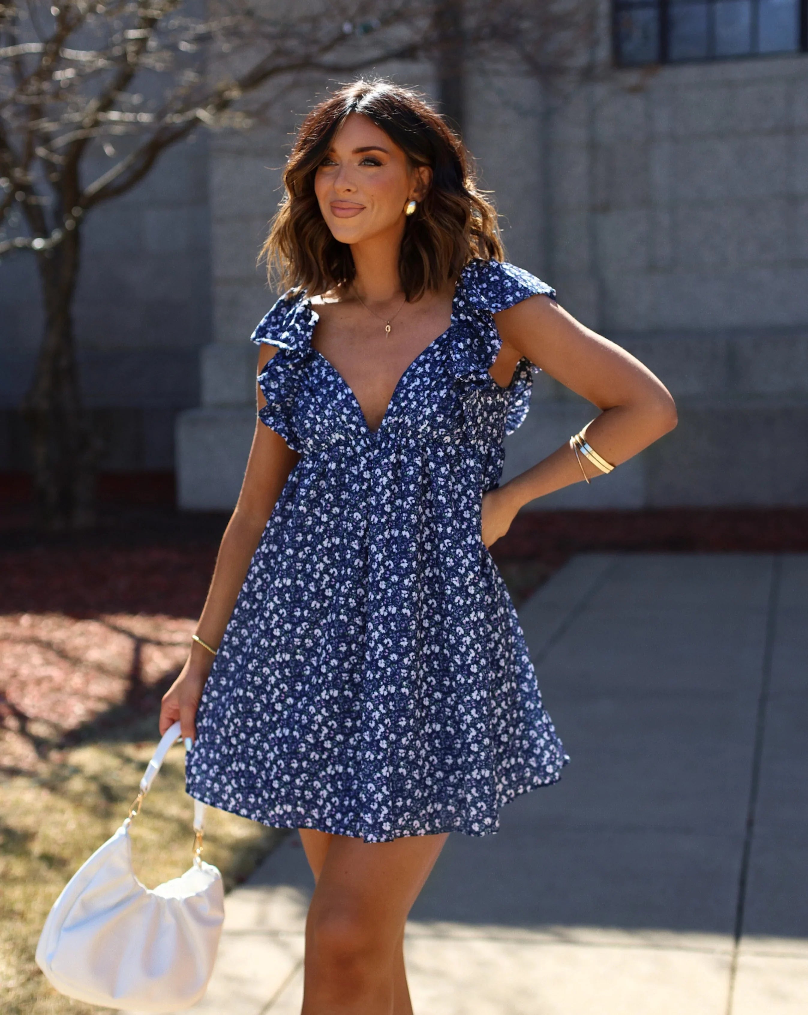Daniela Gingham Babydoll Mini Dress