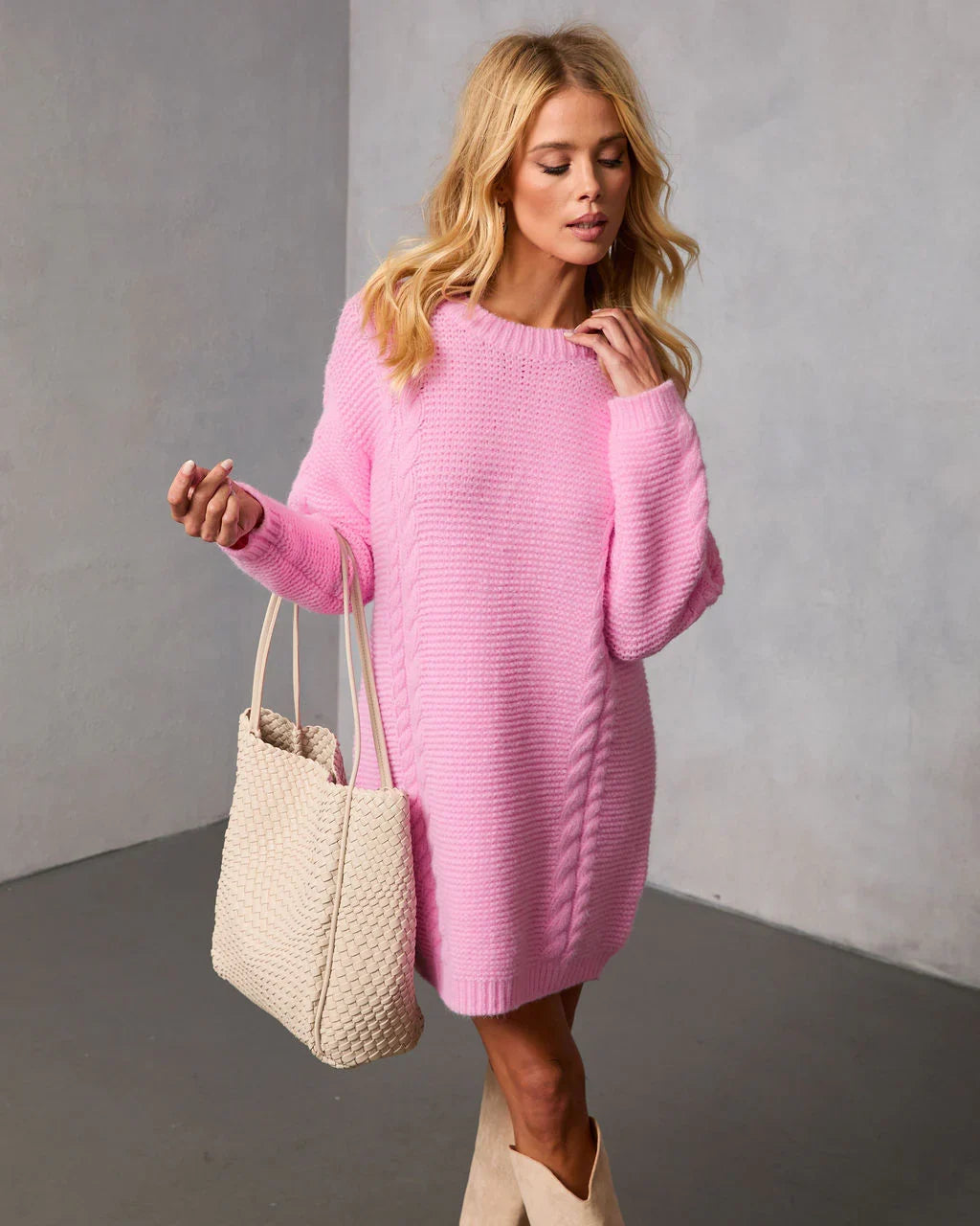 Isaura Cable Knit Sweater Dress