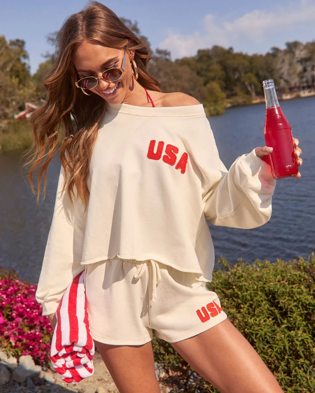 American Belle Relaxed USA Embroidered Top
