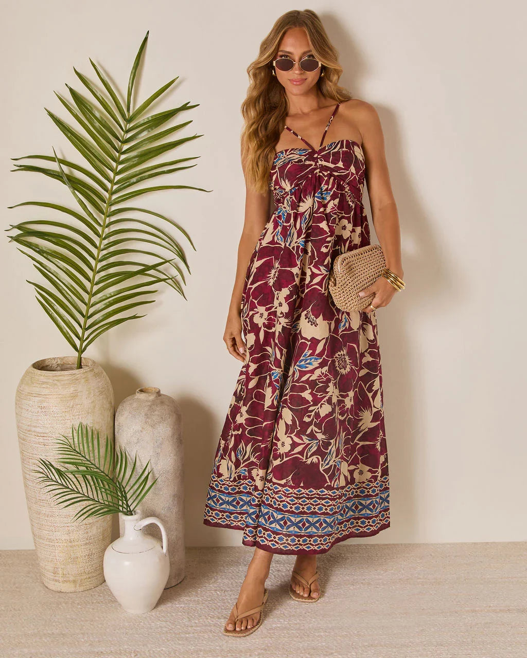 Sunset Tropics Empire Maxi Dress