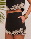 Sunlit Solara Contrast Embroidered Shorts