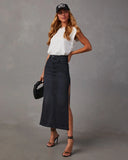 Chic Side Slit Denim Midi Skirt