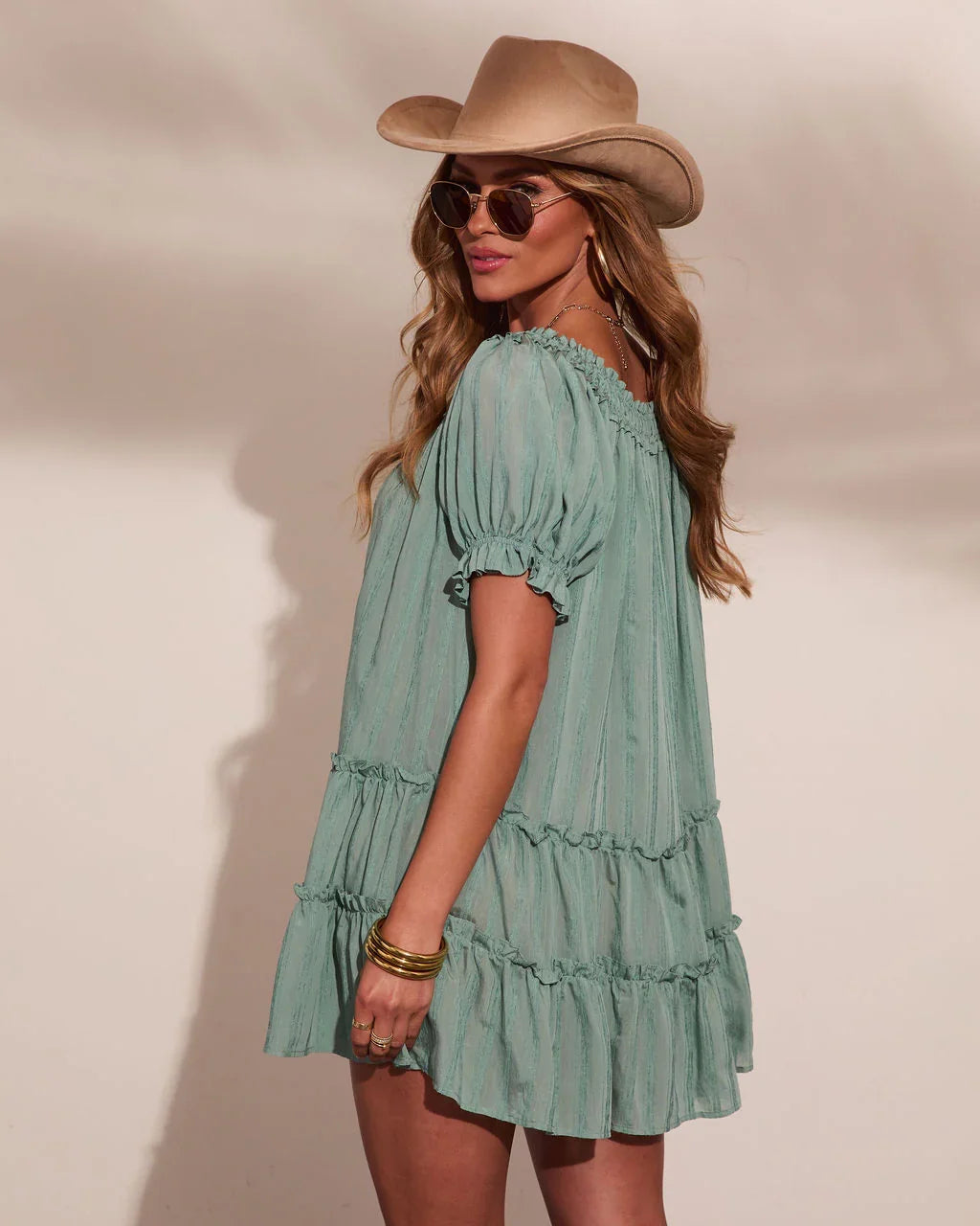 Adelah Tiered Shift Mini Dress