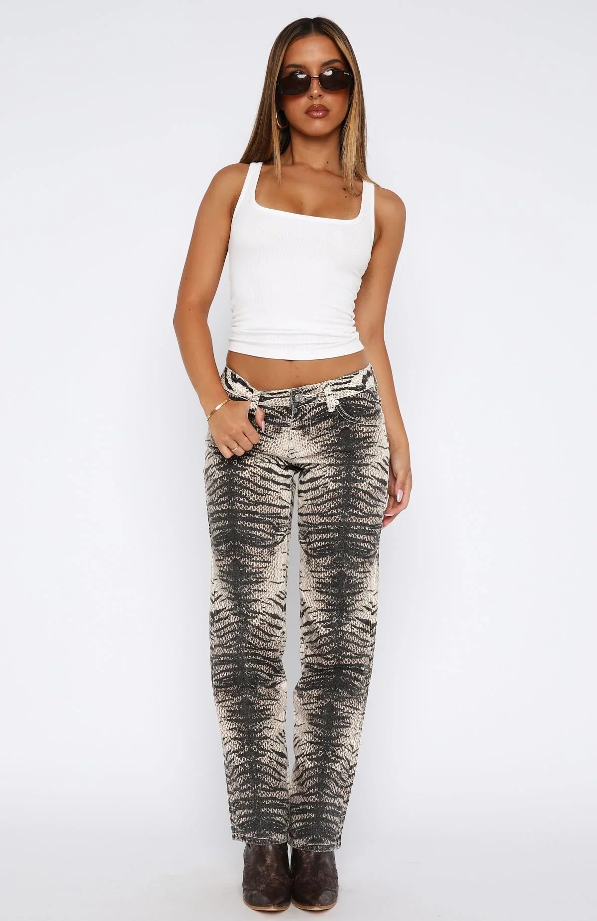 Valerie Low Rise Straight Leg Jeans Tiger Mirage