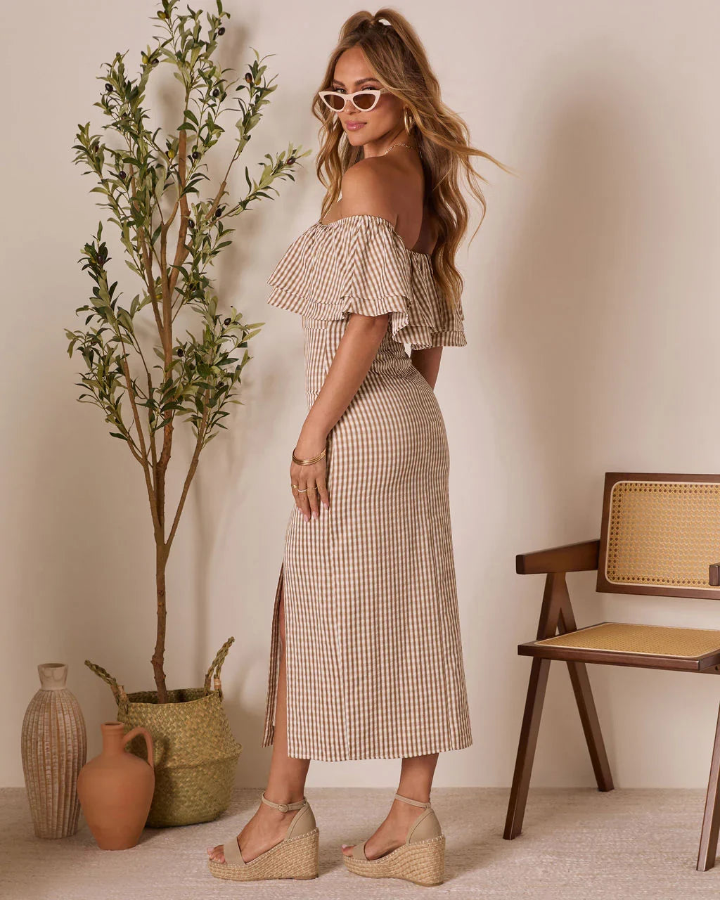 Timeless Beauty Ruffle Off The Shoulder Maxi Dress