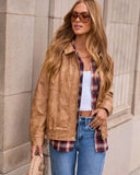 Genovah Distressed Leather Bomber Jacket