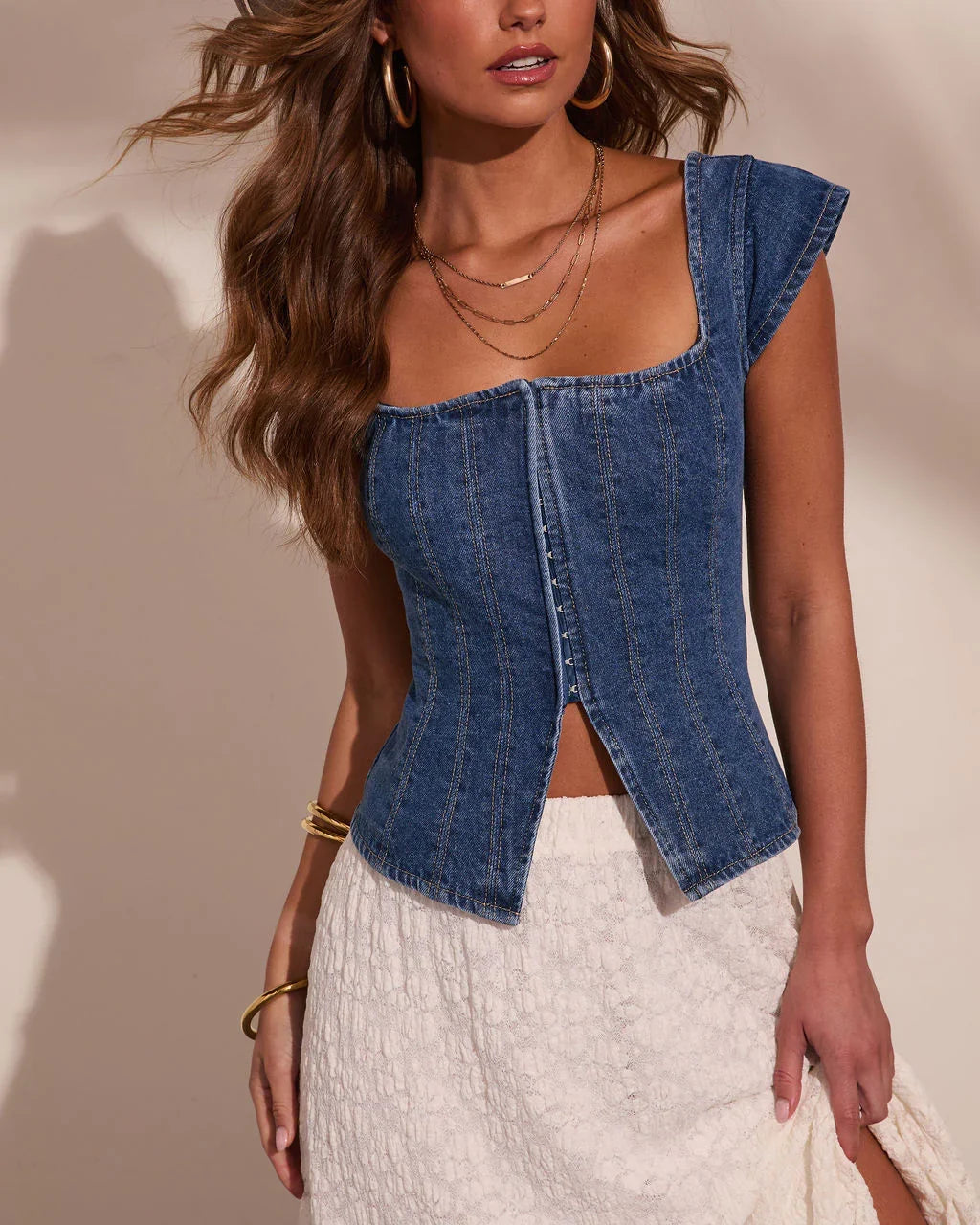 Canyon Kiss Denim Flyaway Top