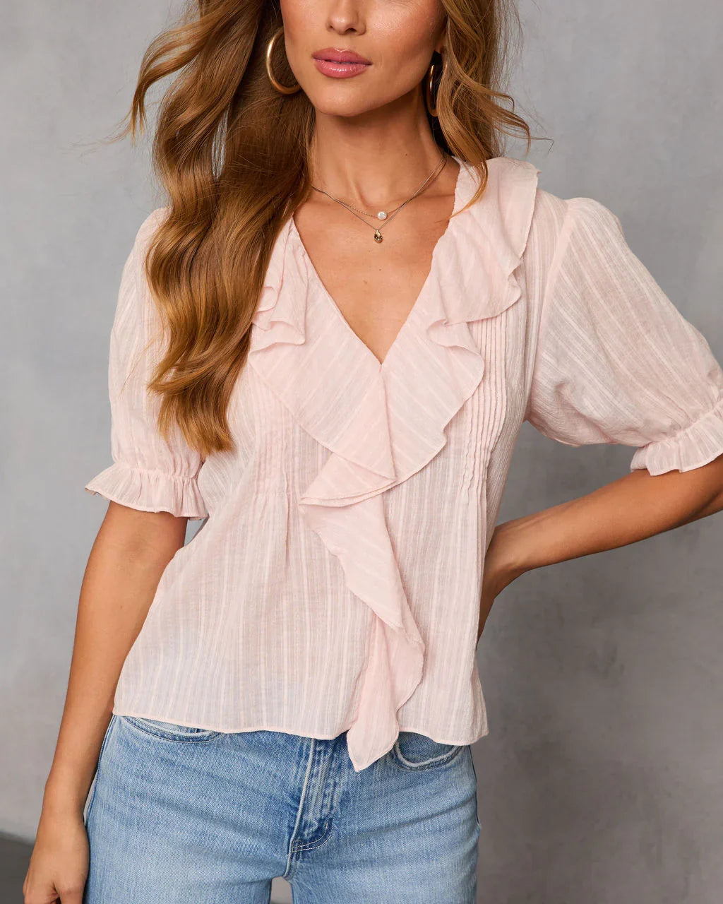 New Day Darling Pleated Ruffle Blouse