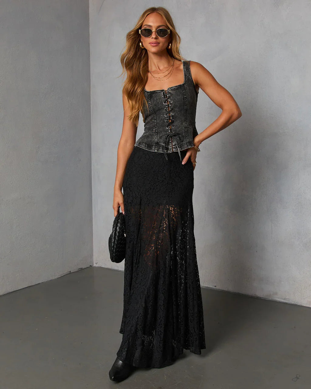 Rielle Lace Up Peplum Top