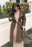 Billy Button Front Trench Coat Chocolate Brown