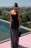 VIP Access Maxi Dress Black White Polka Dot