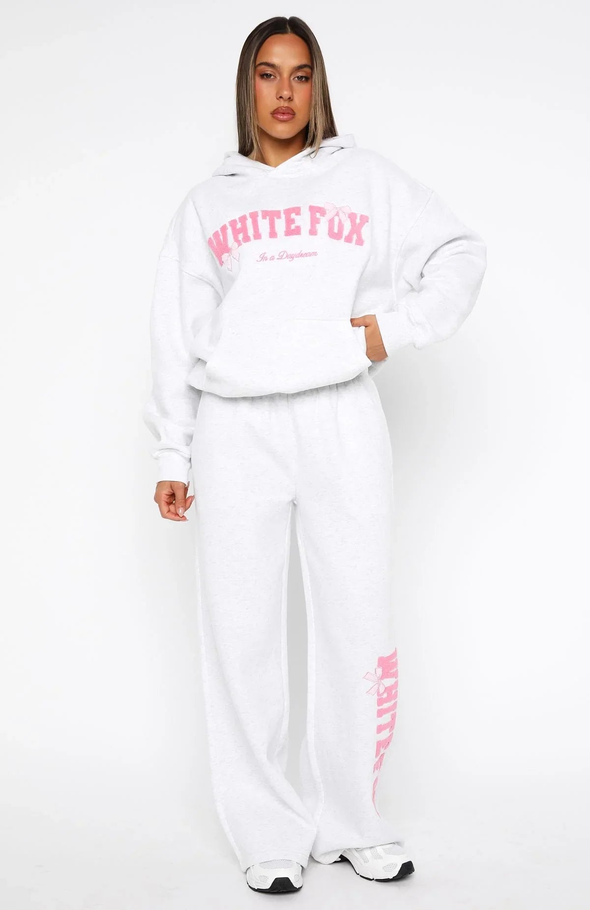 Daydreamers Madeline Wide Leg Sweatpants Grey Marle