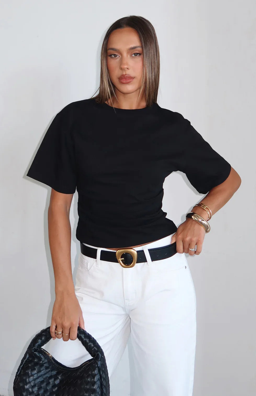 Destination Unknown Cinched Waist Boxy Tee Black