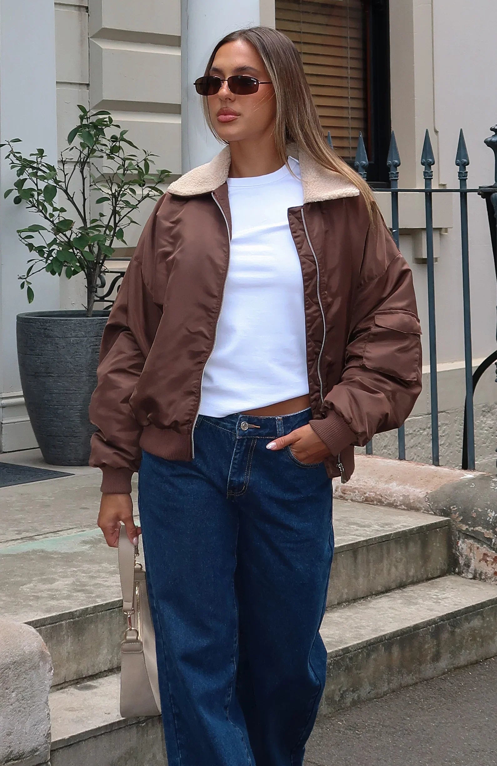 No Airtime Bomber Jacket Chocolate