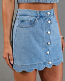 Lerah Scallop Denim Mini Skirt